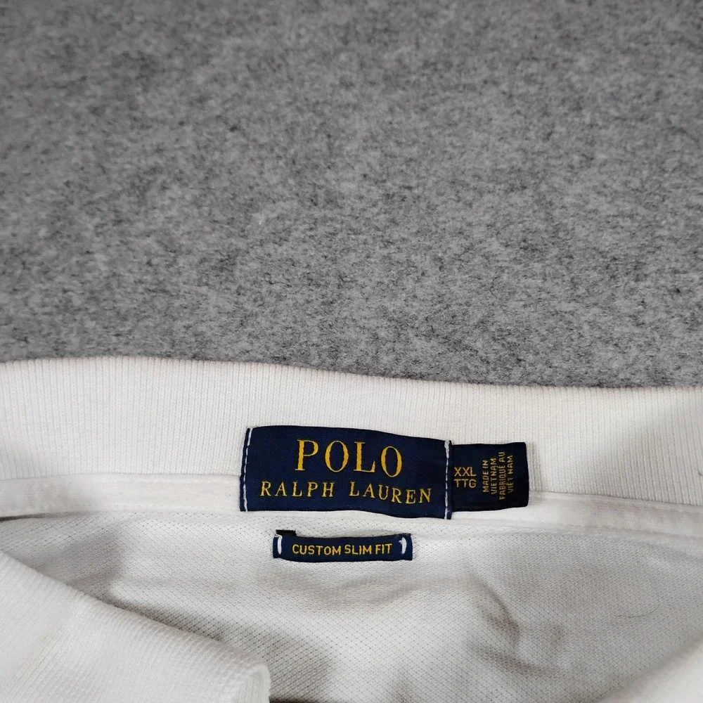Polo Ralph Lauren Men Big Pony Polo Shirt White XXL Custom Slim Fit